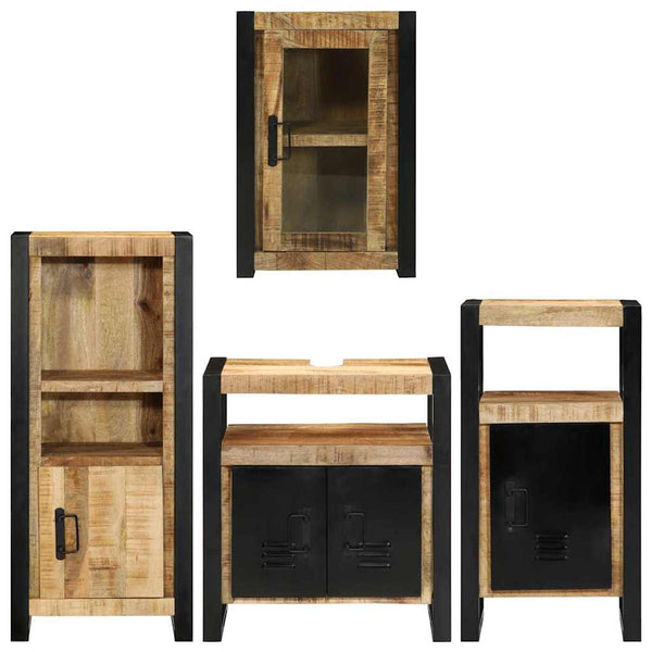 Wandmontiertes Badezimmermöbel-Set Braun 4-teilig