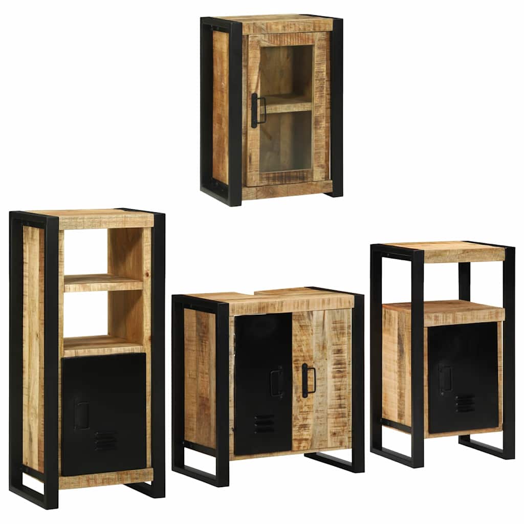 Badezimmermöbel Set Braun Massivholz 4-teilig