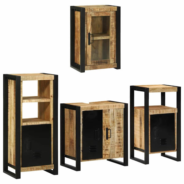 Badezimmermöbel Set Braun Massivholz 4-teilig