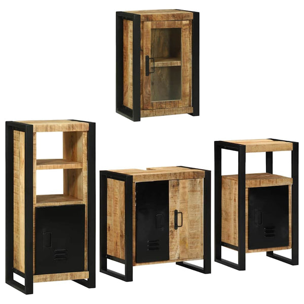 Badezimmermöbel Set Braun Massivholz 4-teilig