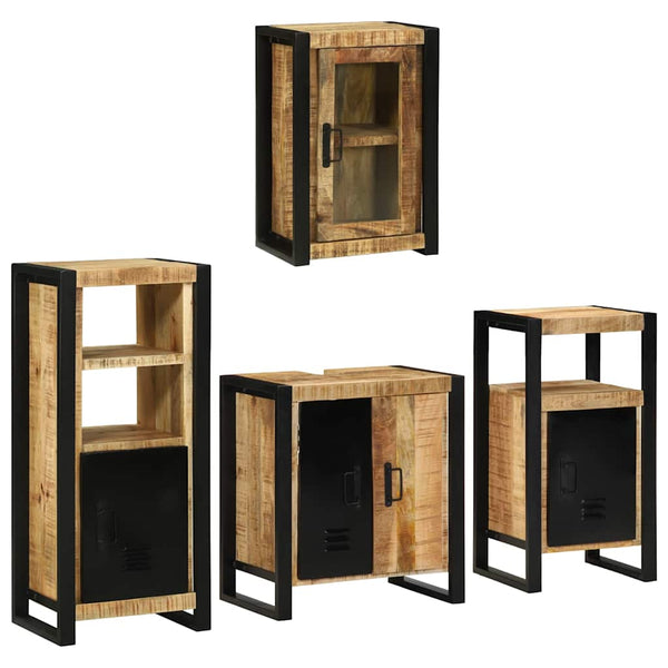 Badezimmermöbel Set Braun Massivholz 4-teilig