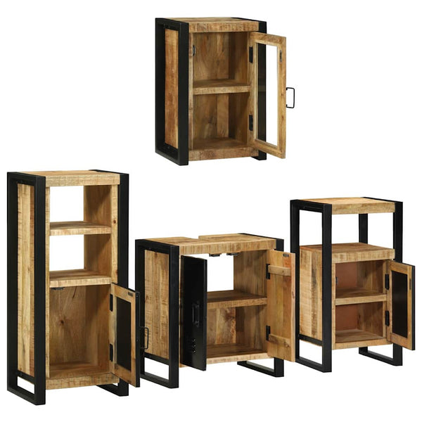 Badezimmermöbel Set Braun Massivholz 4-teilig