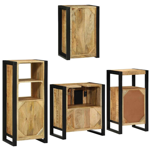 Badezimmermöbel Set Braun Massivholz 4-teilig