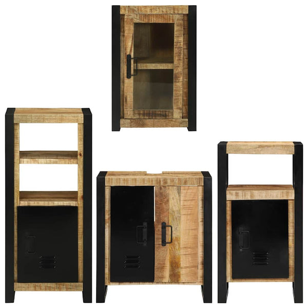 Badezimmermöbel Set Braun Massivholz 4-teilig