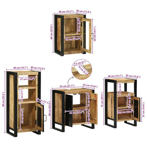 Badezimmermöbel Set Braun Massivholz 4-teilig