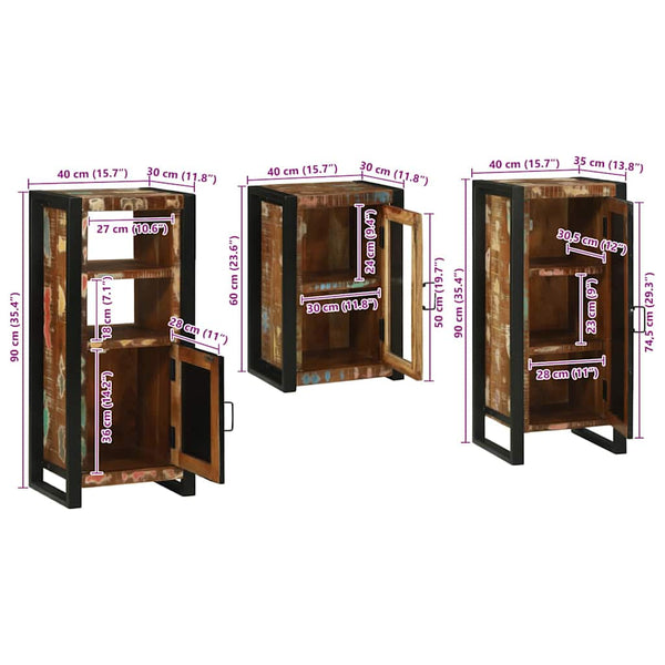 Badezimmermöbel Set mit Regal Altholz 3-teilig