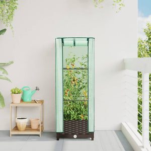 Hochbeet mit Gewächshaus Rattan-Optik 40x40x123cm