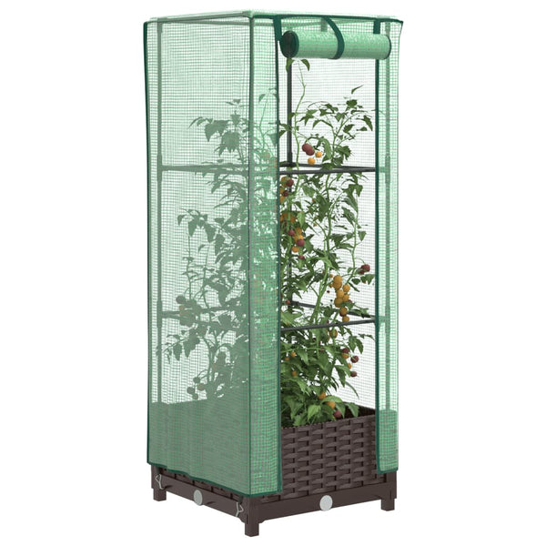 Hochbeet mit Gewächshaus Rattan-Optik 40x40x123cm