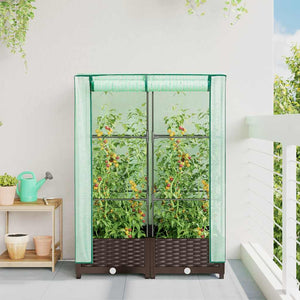 Hochbeet mit Gewächshaus Rattan-Optik 80x40x123cm