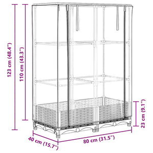 Hochbeet mit Gewächshaus Rattan-Optik 80x40x123cm