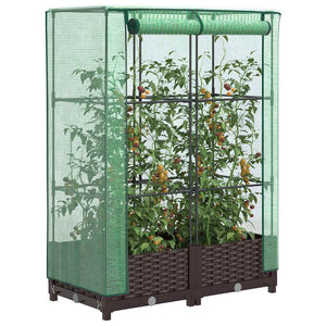 Hochbeet mit Gewächshaus Rattan-Optik 80x40x123cm