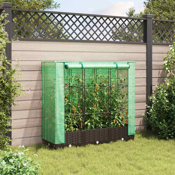 Hochbeet mit Gewächshaus Rattan-Optik 120x40x123cm