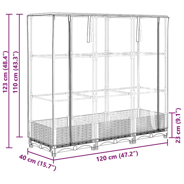 Hochbeet mit Gewächshaus Rattan-Optik 120x40x123cm