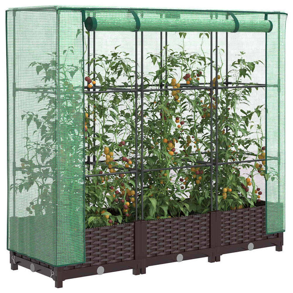 Hochbeet mit Gewächshaus Rattan-Optik 120x40x123cm