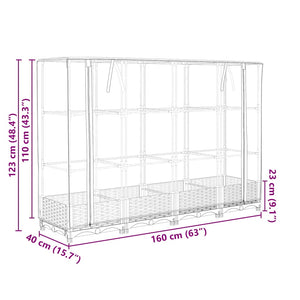 Hochbeet mit Gewächshaus Rattan-Optik 160cm