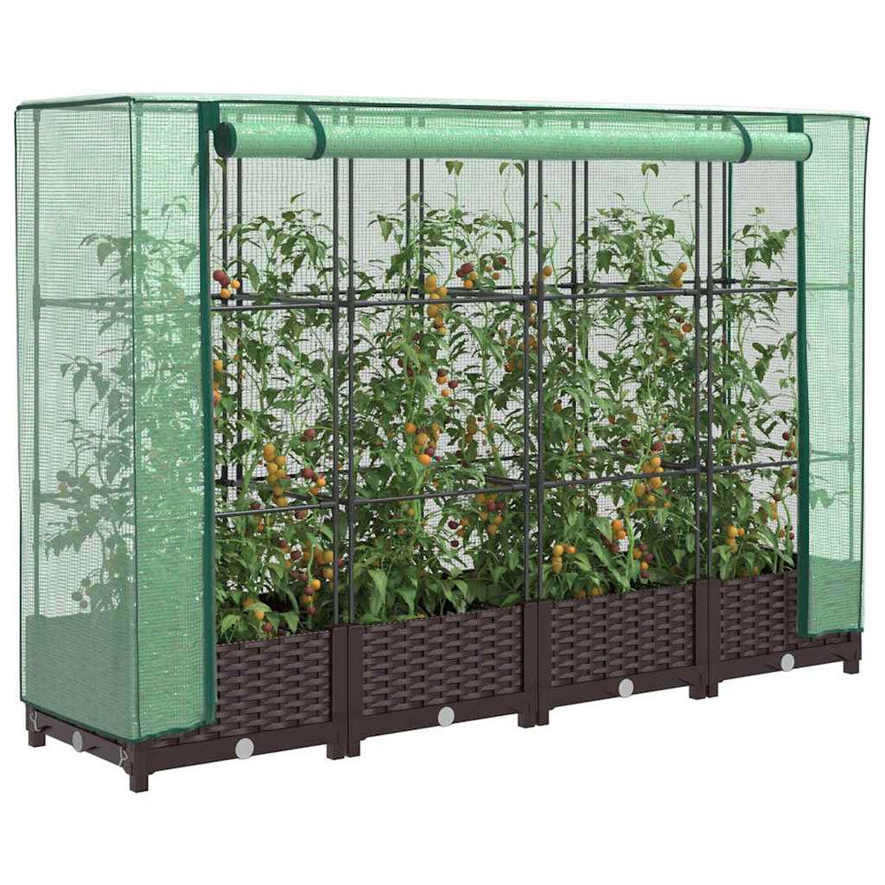 Hochbeet mit Gewächshaus Rattan-Optik 160cm