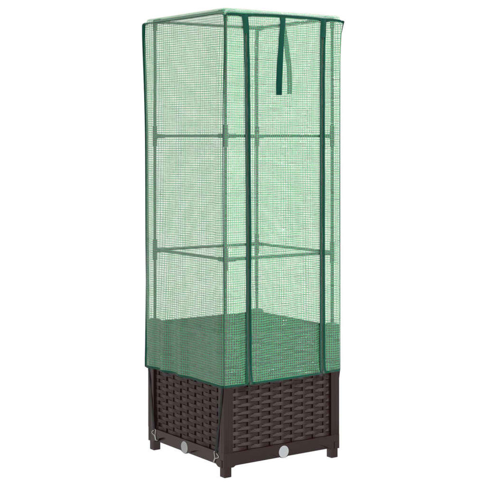 Hochbeet mit Gewächshaus Rattan-Optik 40x40x139cm
