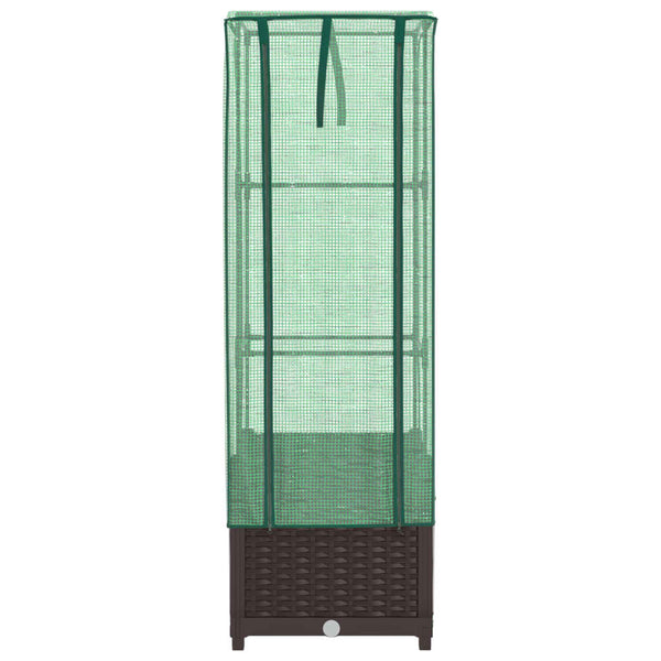 Hochbeet mit Gewächshaus Rattan-Optik 40x40x139cm