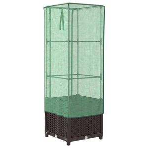 Hochbeet mit Gewächshaus Rattan-Optik 40x40x139cm