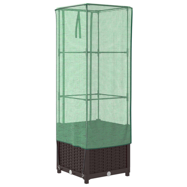Hochbeet mit Gewächshaus Rattan-Optik 40x40x139cm