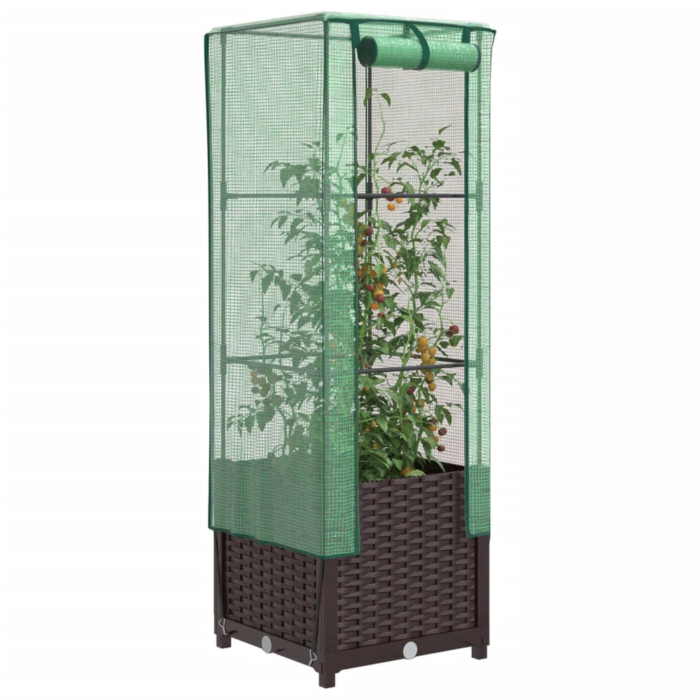 Hochbeet mit Gewächshaus Rattan-Optik 40x40x139cm