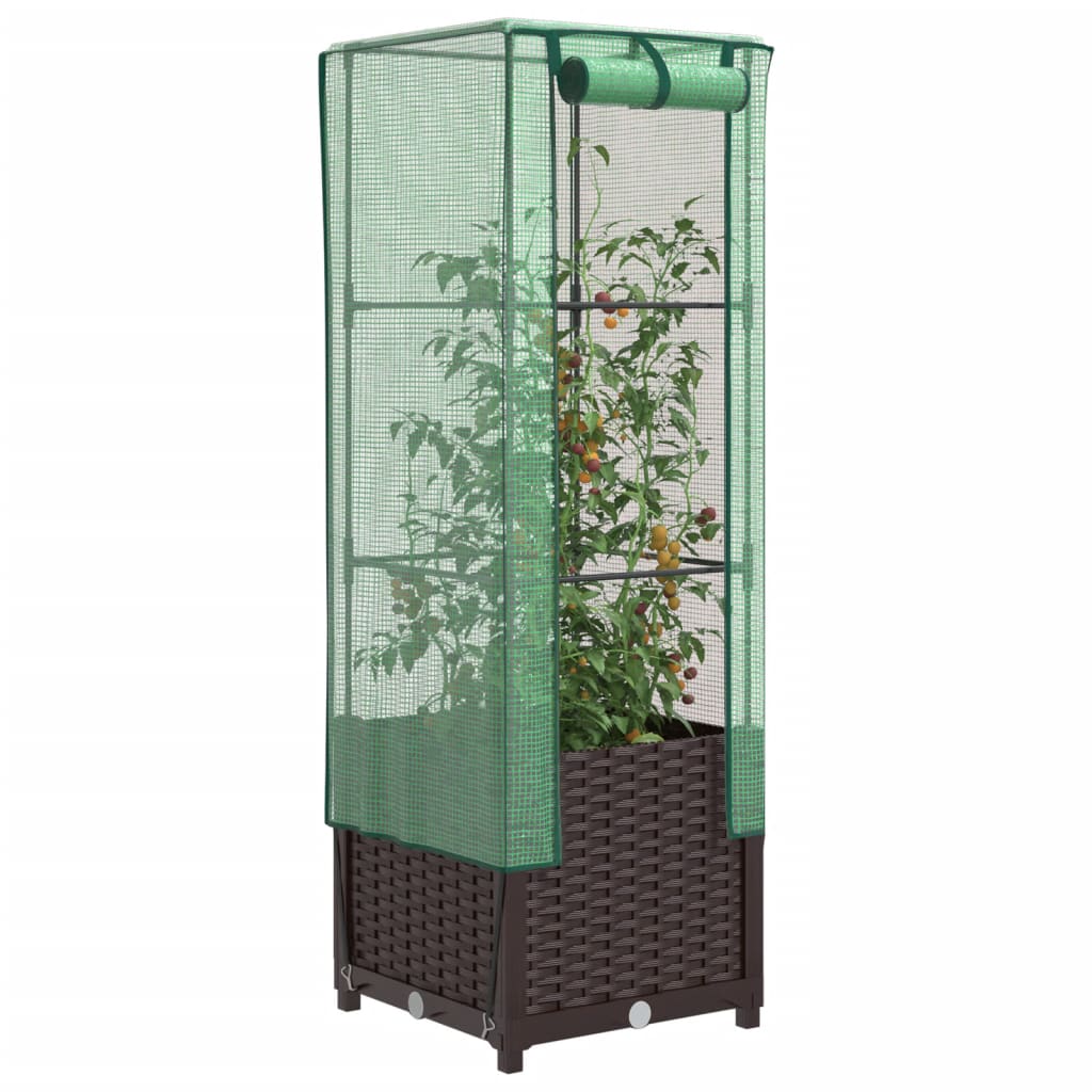 Hochbeet mit Gewächshaus Rattan-Optik 40x40x139cm