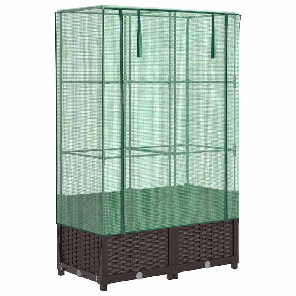 Hochbeet mit Gewächshaus Rattan-Optik 80x40x138cm