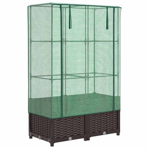 Hochbeet mit Gewächshaus Rattan-Optik 80x40x138cm