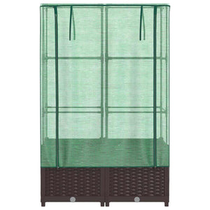 Hochbeet mit Gewächshaus Rattan-Optik 80x40x138cm