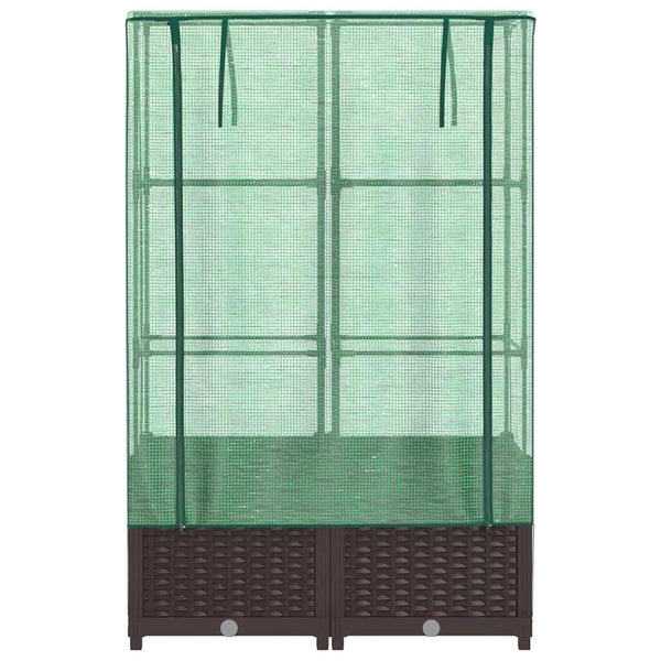Hochbeet mit Gewächshaus Rattan-Optik 80x40x138cm