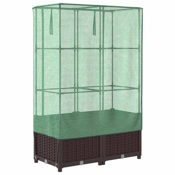 Hochbeet mit Gewächshaus Rattan-Optik 80x40x138cm
