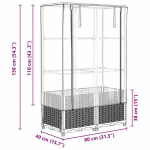 Hochbeet mit Gewächshaus Rattan-Optik 80x40x138cm