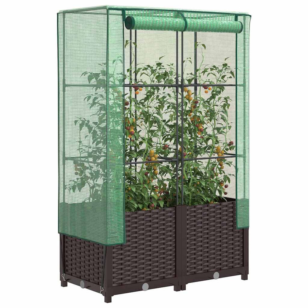 Hochbeet mit Gewächshaus Rattan-Optik 80x40x138cm
