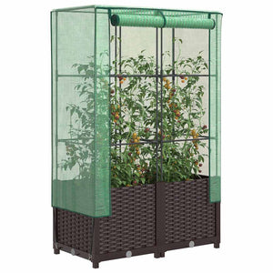 Hochbeet mit Gewächshaus Rattan-Optik 80x40x138cm