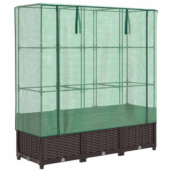 Hochbeet mit Gewächshaus Rattan-Optik 120cm