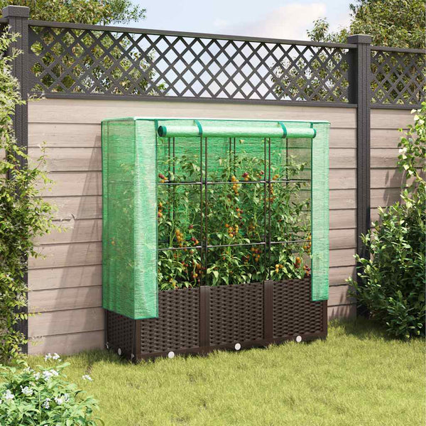 Hochbeet mit Gewächshaus Rattan-Optik 120cm