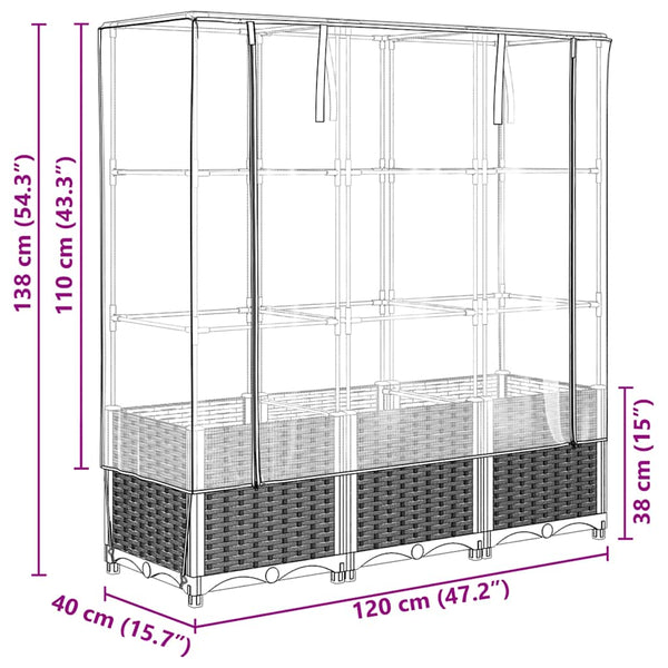 Hochbeet mit Gewächshaus Rattan-Optik 120cm