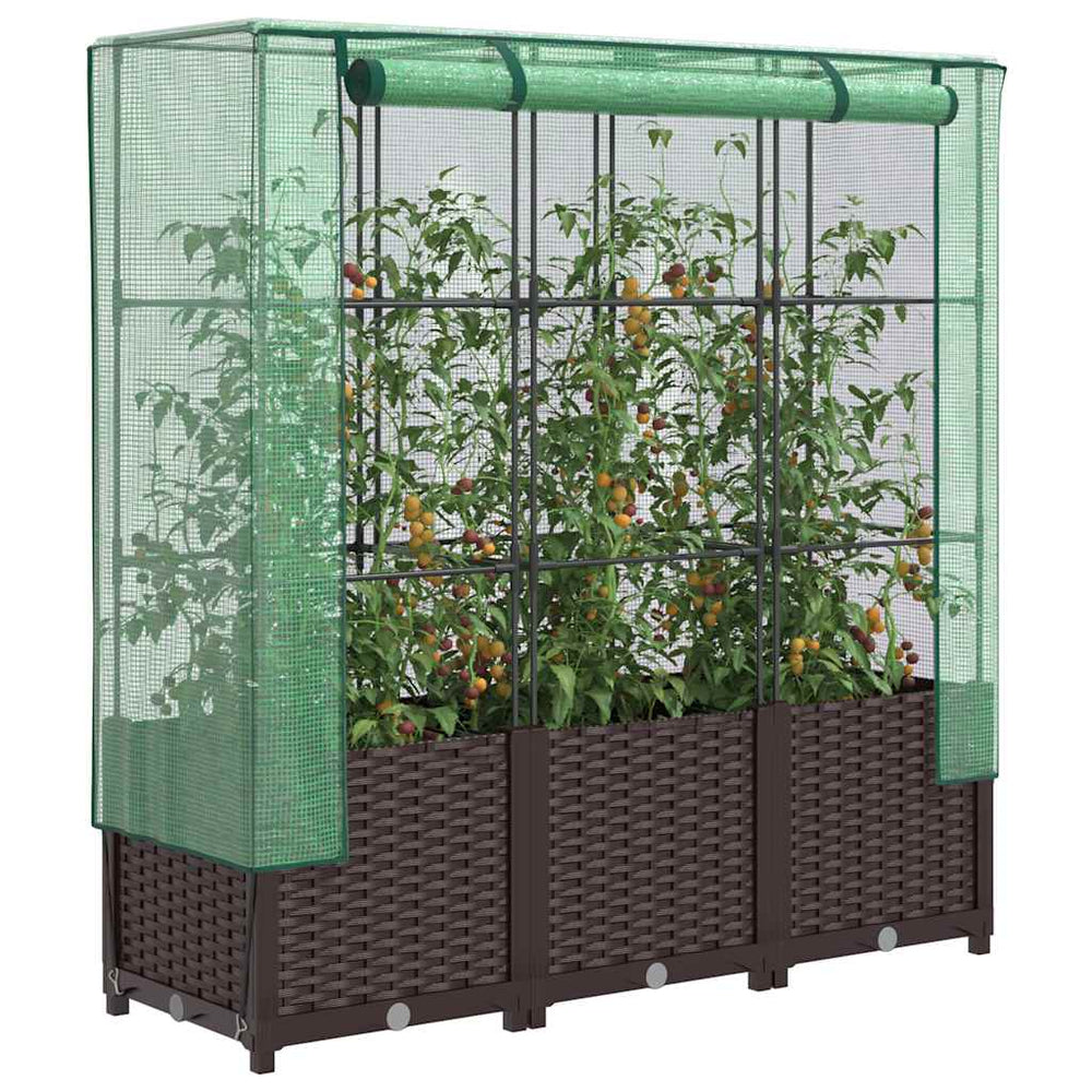 Hochbeet mit Gewächshaus Rattan-Optik 120cm