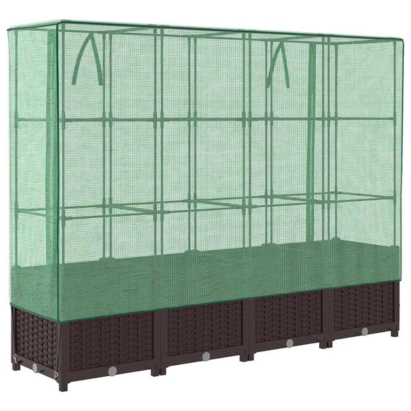 Hochbeet mit Gewächshaus Rattan-Optik 160cm