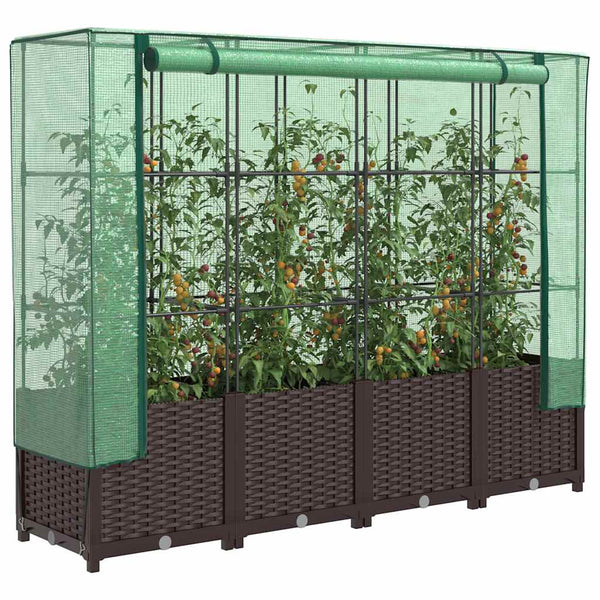 Hochbeet mit Gewächshaus Rattan-Optik 160cm