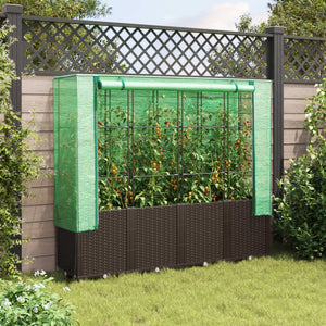 Hochbeet mit Gewächshaus Rattan-Optik 160cm