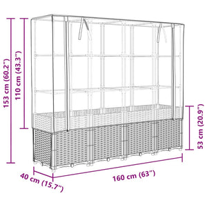 Hochbeet mit Gewächshaus Rattan-Optik 160cm