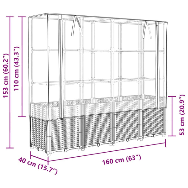 Hochbeet mit Gewächshaus Rattan-Optik 160cm