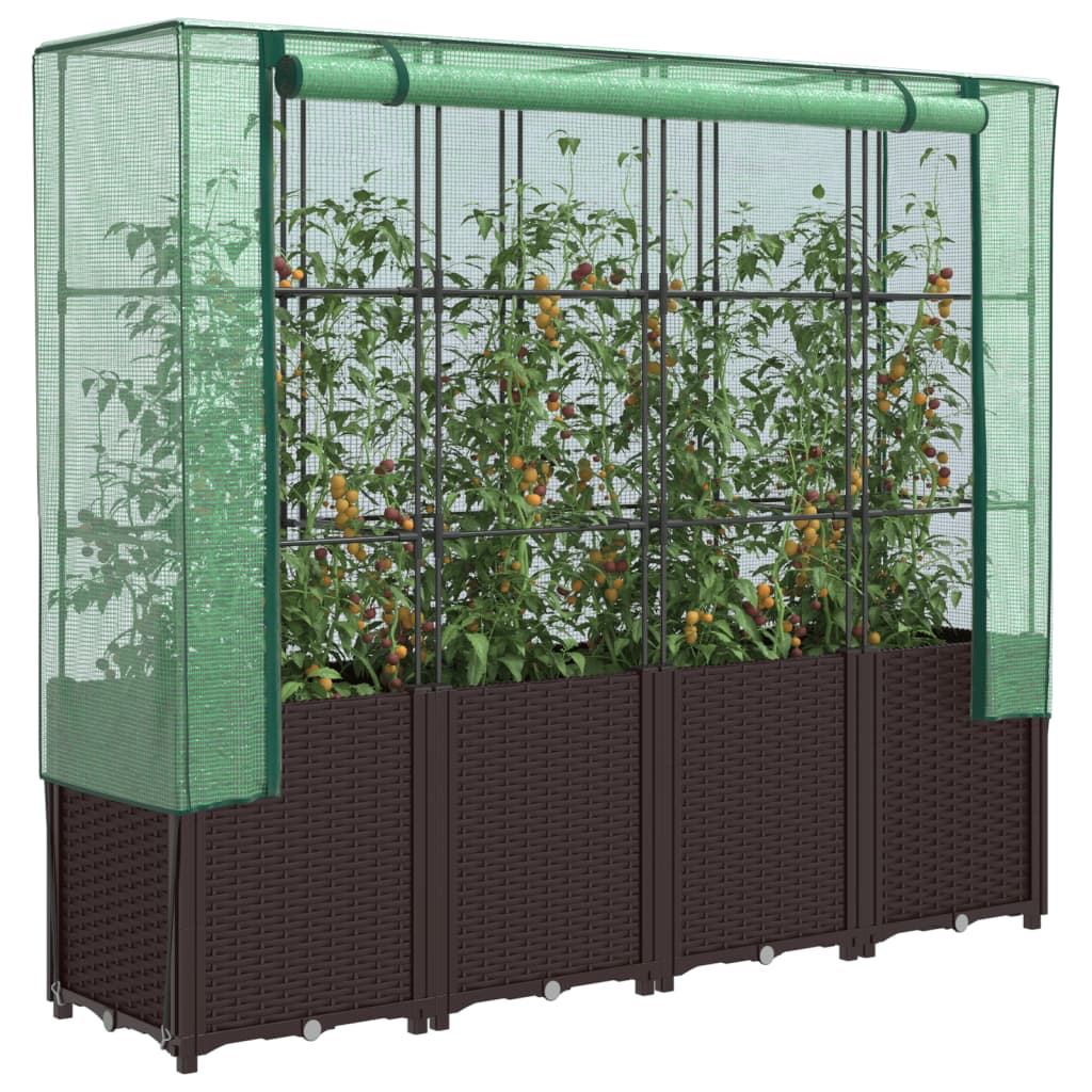Hochbeet mit Gewächshaus Rattan-Optik 160cm