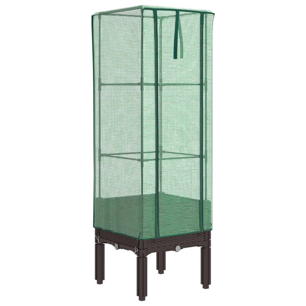 Hochbeet mit Gewächshaus Rattan-Optik 40x40x140cm