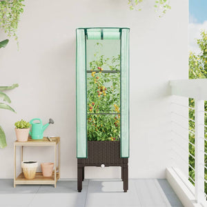 Hochbeet mit Gewächshaus Rattan-Optik 40x40x140cm
