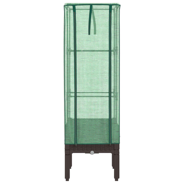 Hochbeet mit Gewächshaus Rattan-Optik 40x40x140cm