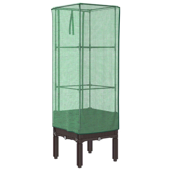 Hochbeet mit Gewächshaus Rattan-Optik 40x40x140cm