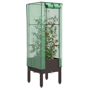 Hochbeet mit Gewächshaus Rattan-Optik 40x40x140cm
