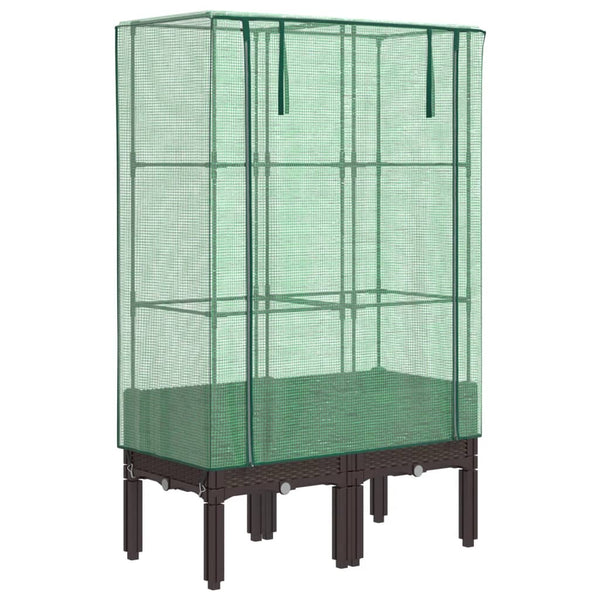 Hochbeet mit Gewächshaus Rattan-Optik 80x40x140cm